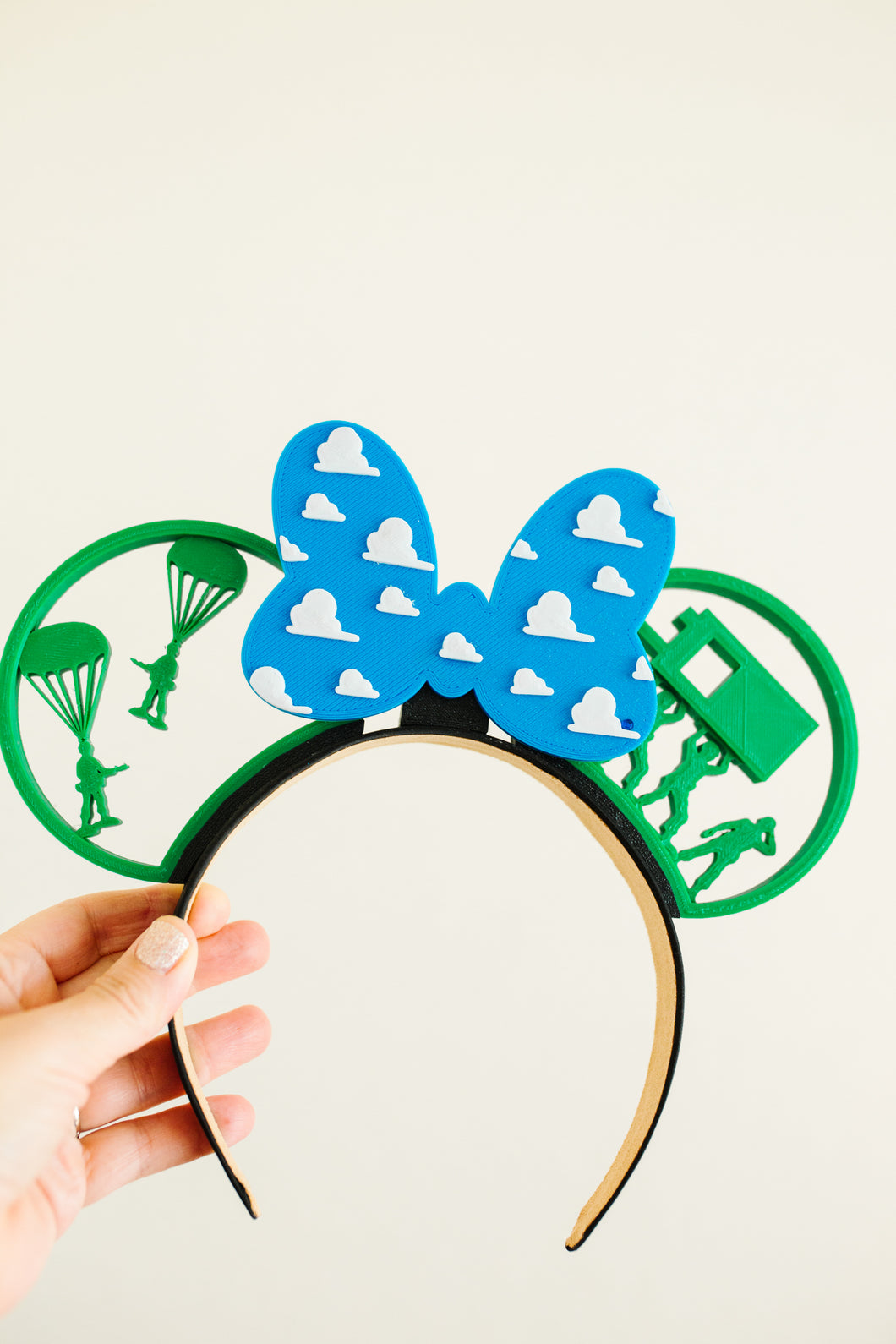 Toy Soldier Ears with Cloud Wallpaper Bow Bundle (Ears,Bow, Headband)