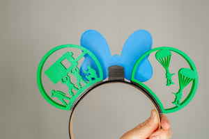 Toy Soldier Ears with Cloud Wallpaper Bow Bundle (Ears,Bow, Headband)